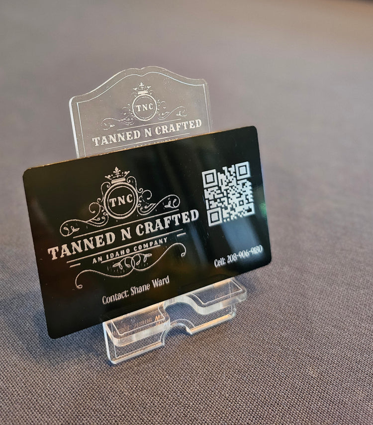 Aluminum Laser Engraved Business Card & Display