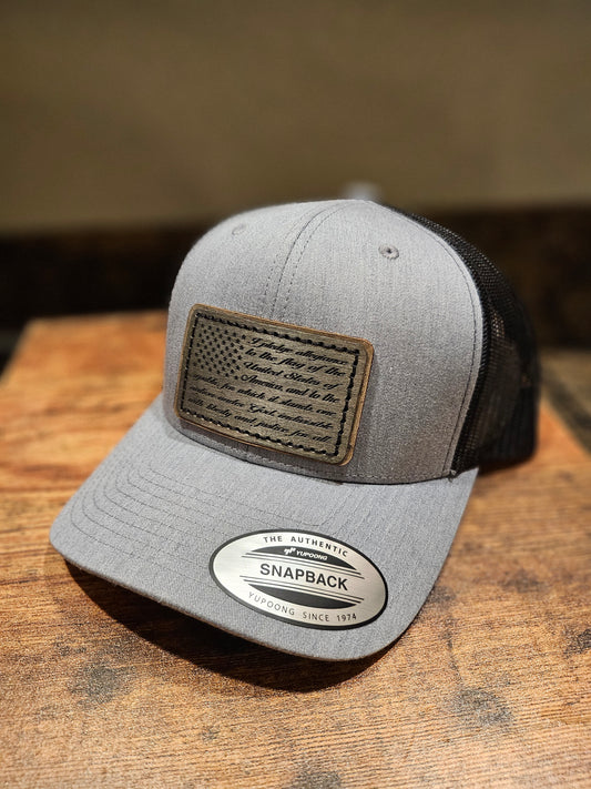 The Pledge of Allegiance - Wood & Leather Patch - Trucker Hat