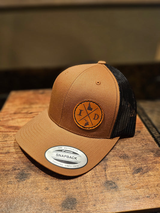 Idaho Medallion w/ Elk - Leather Patch - Trucker Hat