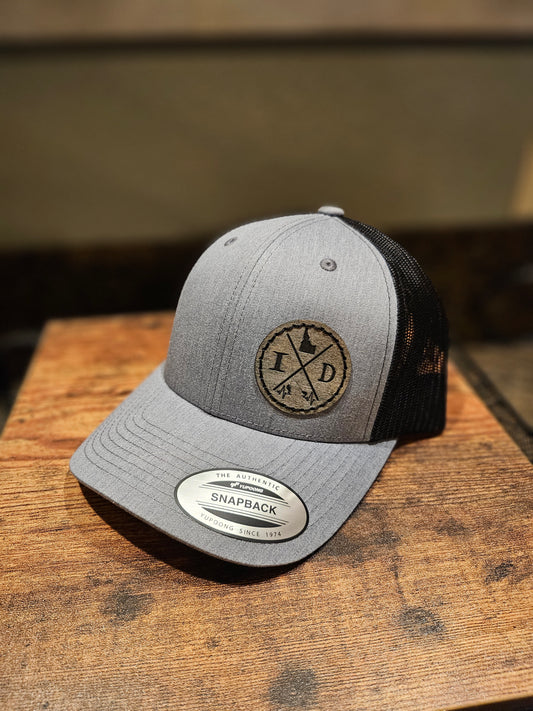 Idaho Medallion w/ Fly Fisherman - Wood Patch - Trucker Hat