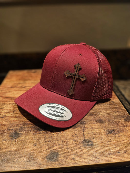 Cross Leather Patch - Trucker Hat