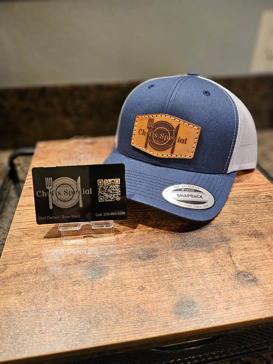 Custom - Business Logo - Leather Patch - Trucker Hat - Chef's Special