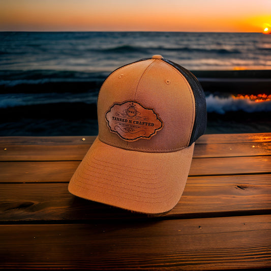 Custom - Business Logo - Leather Patch - Trucker Hat - Tanned N Crafted