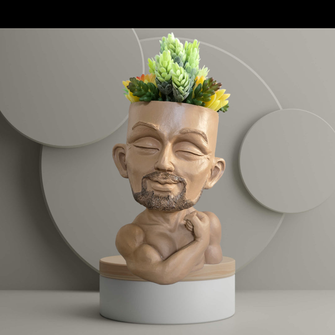 Faux Succulent Arrangement - Face Planter - Muscle Man