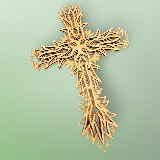 3D Wood Picture - 3 Layers - Intricate Cross