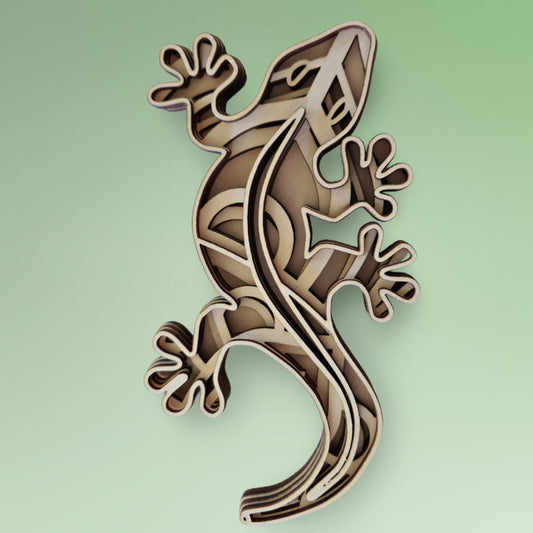 3D Wood Picture - 4 Layers - Lizard